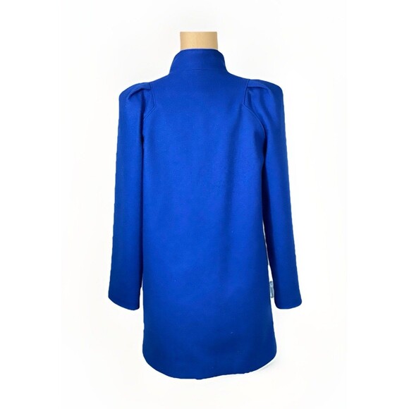 Vintage 80s Wool Blue Button Up Overcoat Mid Length Made In USA Women’s Xs - Picture 3 of 8